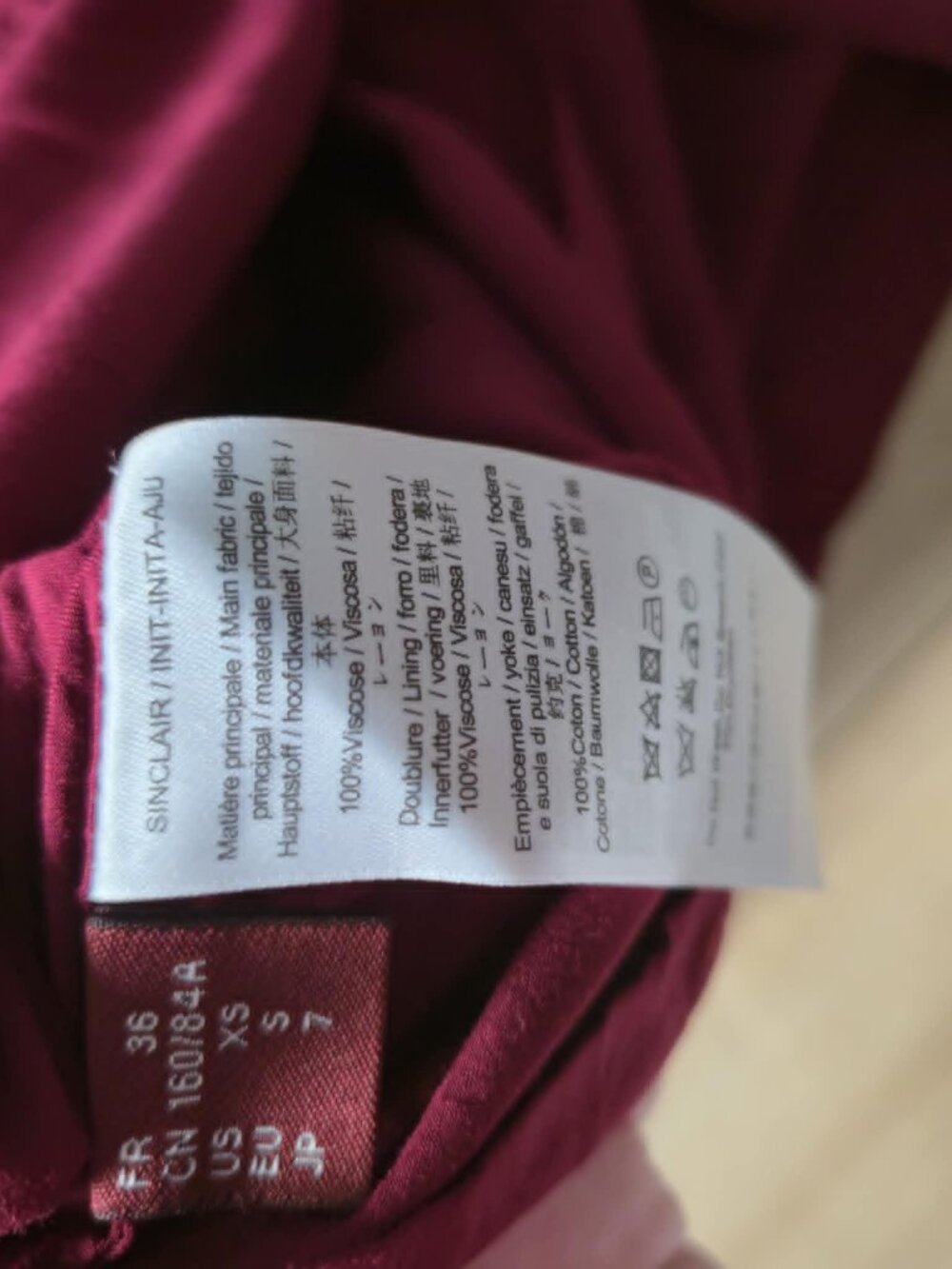French Comptoir des Cotonniers Burgundy Boho Midi Dress XS 100% Viscose - Picture 2 of 16